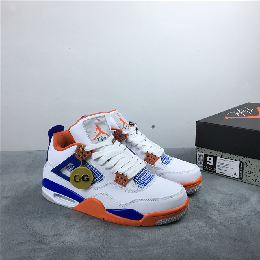 Air Jordan 4 OG White Blue Orange Shoes - Click Image to Close